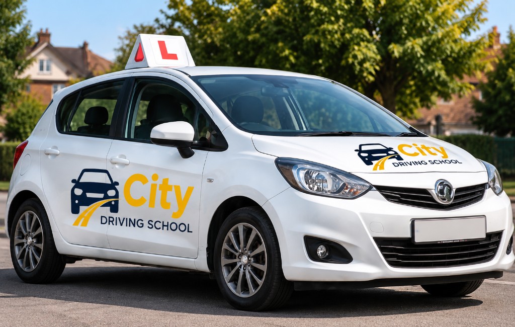 White City Driving School lesson car with an L plate